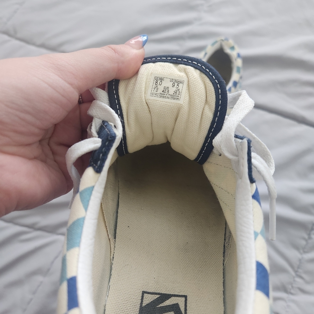 Vans Blue and White Checkered Loafers - Picture 3 of 3